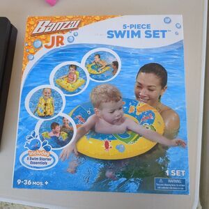 Banzai Jr Baby Swim 5 Piece Set Vest Arm Bands Seat Ring Water Fun 9-36 Months